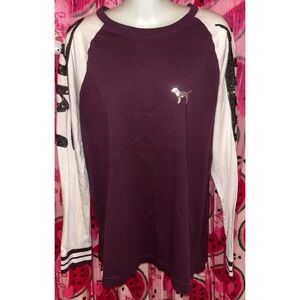 💜 PINK Long Sleeve Sequin Top